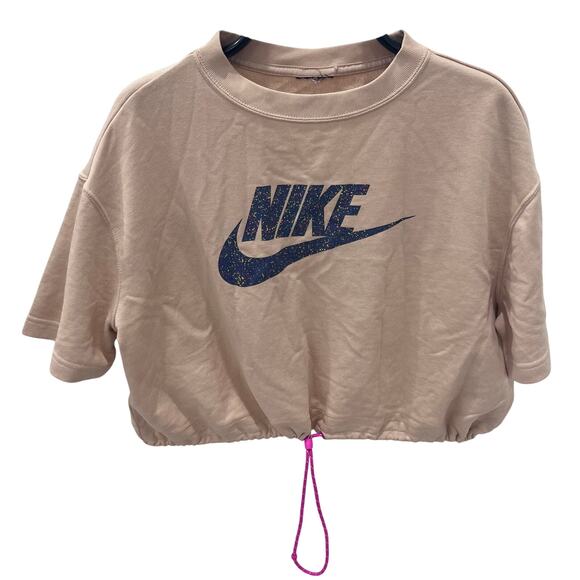 Nike Women's XL Cropped Paint Splatter Logo Drawstring Sweatshirt - Picture 1 of 4